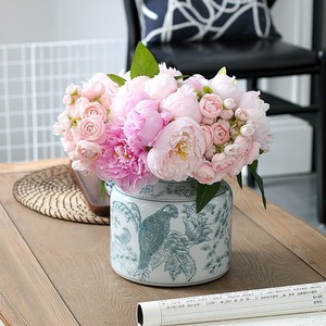 Vase en porcelaine de style antique avec motif floral <span class=keywords><strong>vert</strong></span> entrelacé et motif de perroquet pour hôtel - Product Image 4