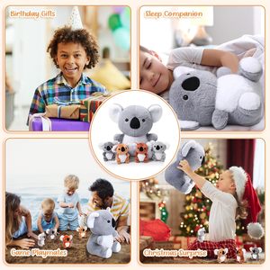 Juego <span class=keywords><strong>de</strong></span> peluche <span class=keywords><strong>de</strong></span> oso Koala <span class=keywords><strong>de</strong></span> 5 piezas, 13 ", Animal relleno <span class=keywords><strong>de</strong></span> Koala para mamá con 4 bebés <span class=keywords><strong>en</strong></span> el vientre con cremallera, peluches suaves <span class=keywords><strong>de</strong></span> Koala - Product Image 5