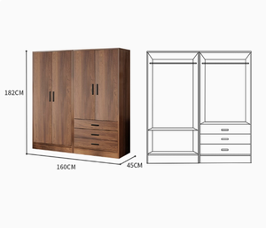 Kleiderschrank Neuheit 2025 Bestseller Faltbarer Vintage-Walnuss-Schrank für Zuhause Schlafzimmer Kleiner Raum Montierbarer Schiebetür-Aufbewahrungsschrank - Product Image 1