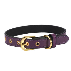 <span class=keywords><strong>Collar</strong></span> de perro de PU de color sólido con hebilla de oro de imitación, <span class=keywords><strong>collar</strong></span> de cuero para mascotas de gama alta para perros, suministros para mascotas con logotipo personalizado - Product Image 2