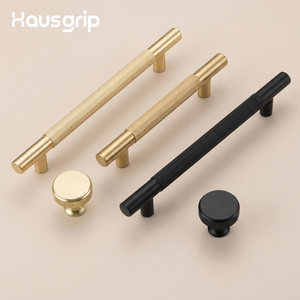 Hausgrip <span class=keywords><strong>Tiradores</strong></span> <span class=keywords><strong>y</strong></span> Manijas Doradas Cepilladas, Herrajes de Aluminio Texturizado para Gabinetes, Manijas en T Marrón Mocha para Cocina - Product Image 2