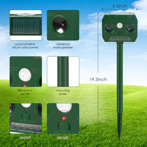 Ngoài trời năng lượng mặt trời Powered động vật Repeller cảm biến chuyển động động động vật gặm nhấm răn đe trang trại siêu âm năng lượng mặt trời khỉ Dog Repeller với ánh sáng màu đỏ - Product Image 2