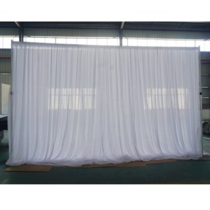 โครงฉากหลังอลูมิเนียมสีเงินแบบปรับได้สำหรับงานหนัก พร้อมผ้าม่านสำหรับตกแต่งงานแต่งงาน - Product Image 1