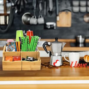 Organizador de Estación de Café, Estante de Almacenamiento de Bambú con Asa, Almacenamiento Extensible para Condimentos, Decoración de Barra, Encimera de Cocina - Product Image 5