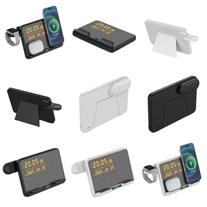 Cargador Inalámbrico Eléctrico 8 en 1 2026 con Reloj Digital, Calendario, Temperatura y Carga Rápida para Teléfono, Reloj y Auriculares - Product Image 1