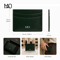 Dompet Kartu Kulit Hijau Hutan dengan Lapisan Kulit Halus, Slot Melengkung, Logo Foil Emas, Promosi Merek, Hadiah Perusahaan