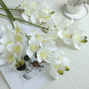 Orquídea Cymbidium Artificial en 3D, Rama Individual, Alta Simulación, Plástico Suave de PVC, Decoración para Bodas - Product Image 4