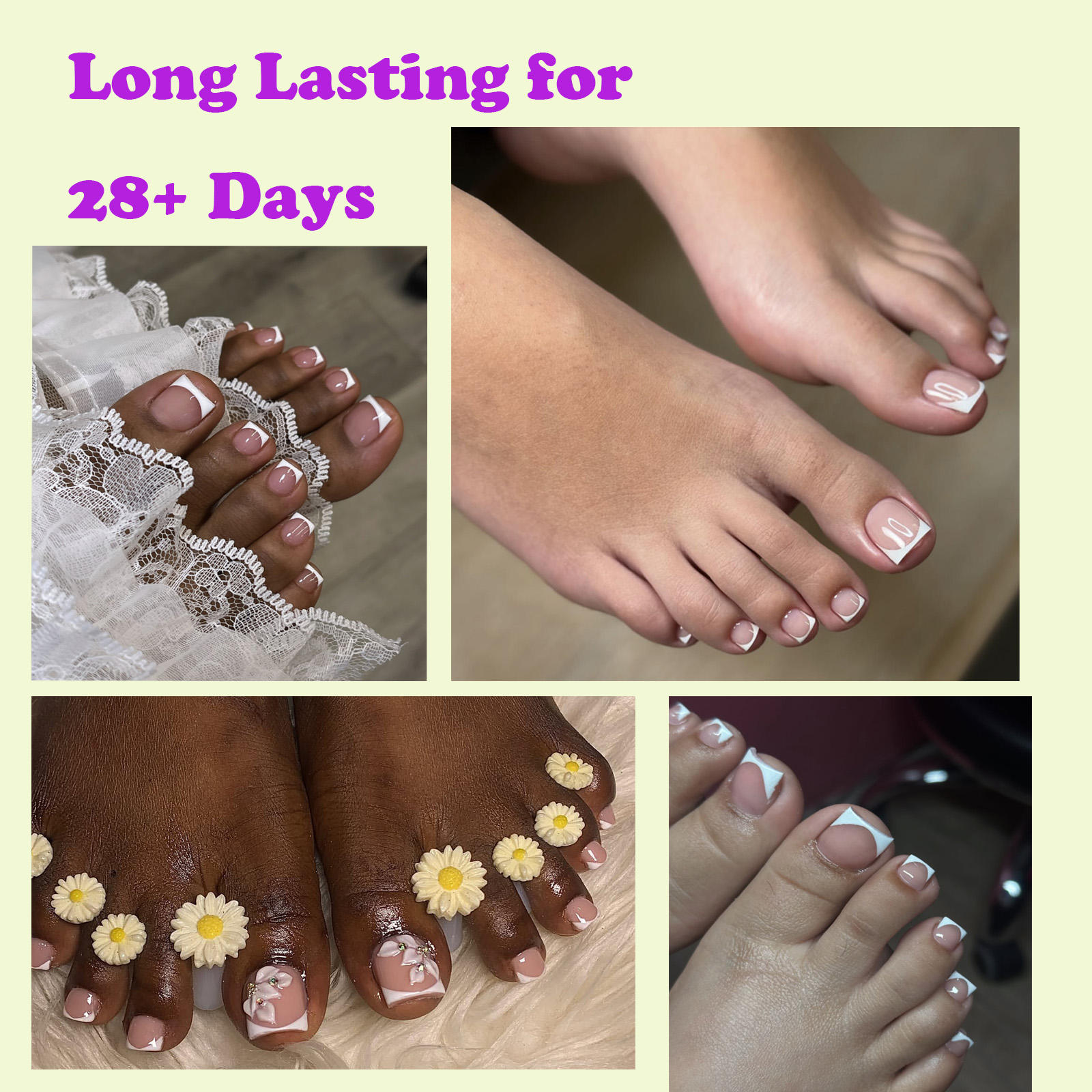 Customize 180pcs Press on Foot Nail Tips Artificial Fake Toenails Square French Nude Soft Gel Press on Toe Nails