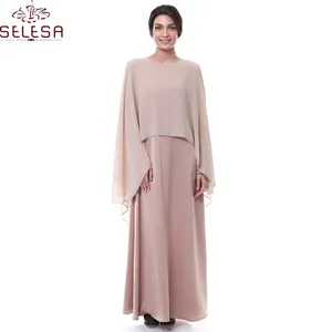 Ropa islámica de manga larga para mujer, vestidos musulmanes Abaya de Dubái con cuello tipo capa