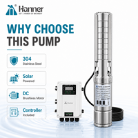Pompe solaire submersible DC de 4 pouces en acier inoxydable 304, haute pression, pour puits profond, avec contrôleur OEM pour l'irrigation