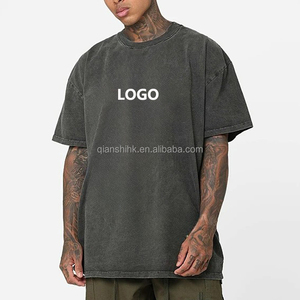 Camiseta de hombre personalizada oversize de corte holgado liso, de algodón de gramaje alto, con hombro caído, lavada, estilo vintage de verano de diseñador - Product Image 3