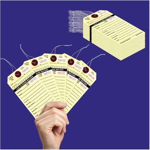 Étiquettes personnalisées pour objets perdus <span class=keywords><strong>et</strong></span> retrouvés avec cordon élastique, imprimées en noir sur papier manila non couché avec numérotation consécutive rouge. - Product Image 5