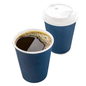 Cangkir kertas kopi kustom Logo cetak sekali pakai makanan kelas kertas kopi air susu minuman Makanan & Minuman kemasan