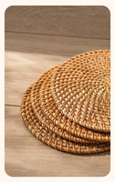 Grosir Hand Woven tempat bulat pasangan ramah lingkungan bambu Harga Murah piring Coaster dapat digunakan kembali