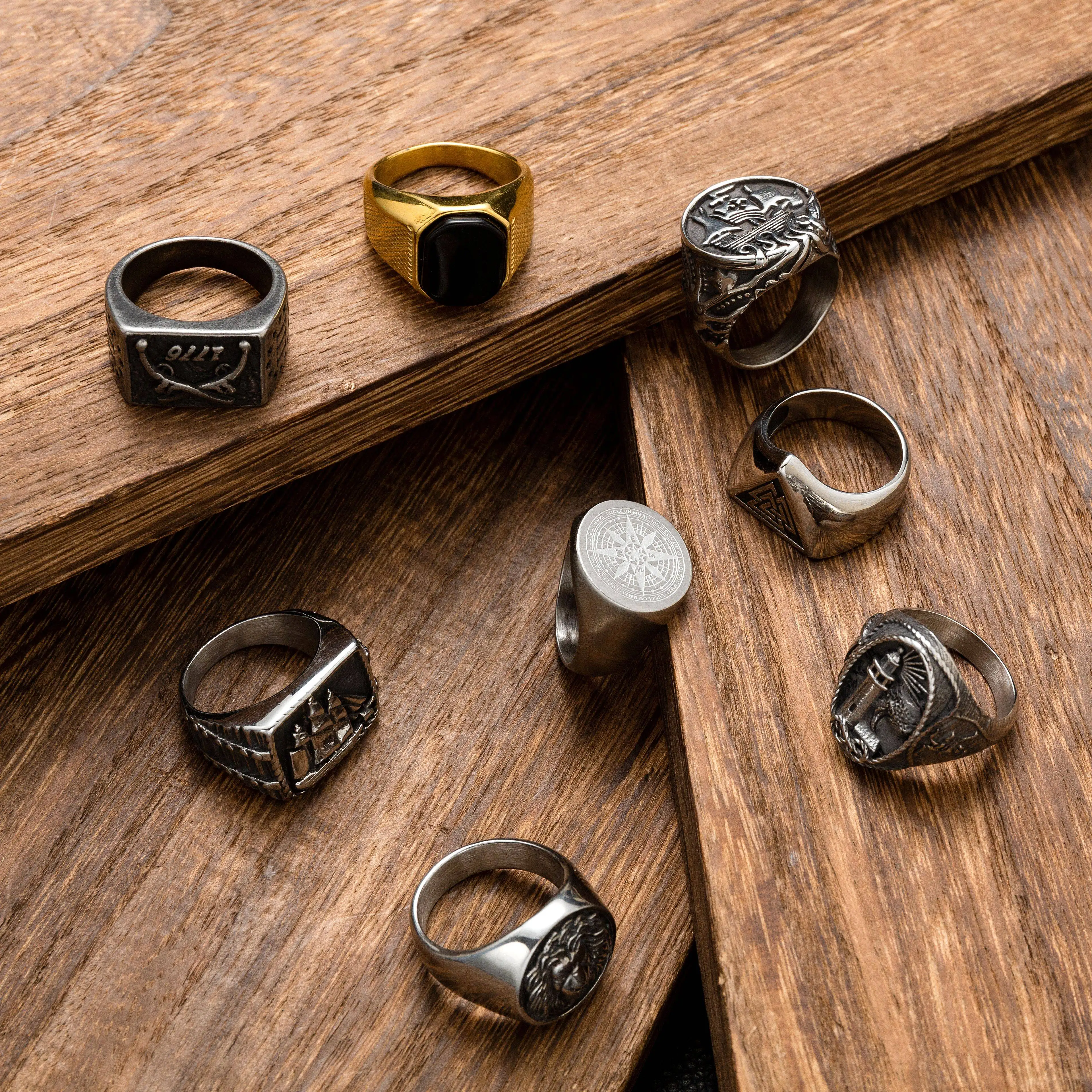 Модные ювелирные изделия Винтажное кольцо серебро/золото из нержавеющей стали мужское кольцо на годовщину