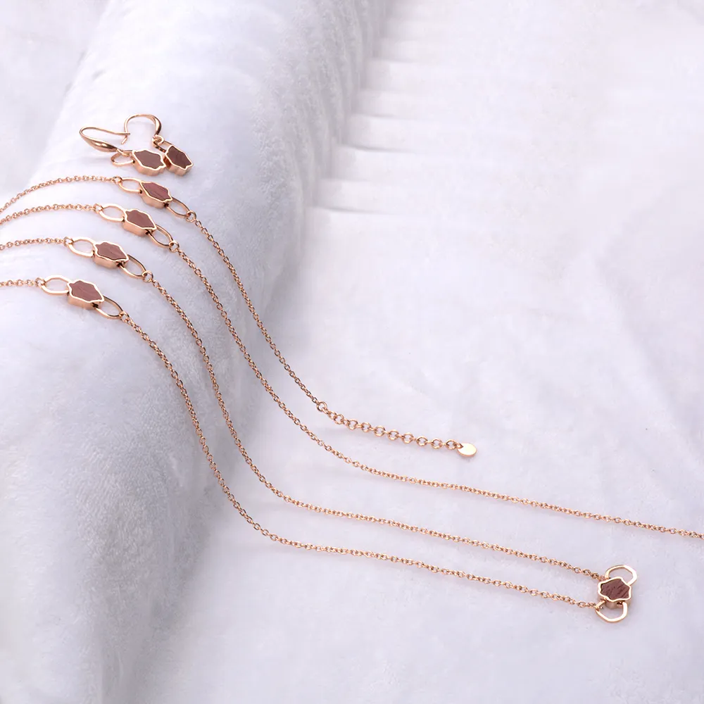 Set Perhiasan Baru Desainer Kualitas Tinggi Rose Gold Baja Tahan Karat Perhiasan untuk Wanita