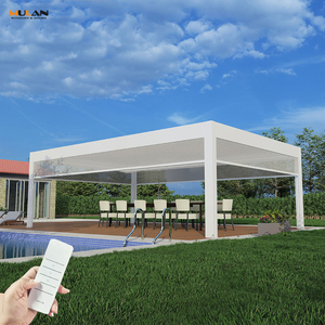 ศาลาพักผ่อนกลางแจ้งแบบกันน้ำ โครงอะลูมิเนียมเคลือบสีฝุ่น ระบบปรับอากาศชีวภาพ หลังคาพับเก็บได้ ควบคุมด้วยมอเตอร์และรีโมท - Product Image 1