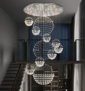 Plafoniera di lusso a sospensione lunga in argento personalizzabile lampadario in cristallo GU10 - Product Image 5