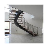 Nouvelle Escalier Hélicoïdal Intérieur Moderne Personnalisé avec Rampe en Aluminium et Escaliers Courbes à Double Poutre