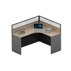 לרעש צוות עבודה תחנת שולחן העבודה 6 אדם משרד חדרונים L בצורת שולחן במשרד תחנת עבודה עם נוח כיסא