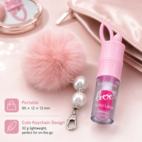 Nouvel Arrivage Brillant à Lèvres Oreilles de Lapin avec Charme, Marque Privée OEM/ODM, Sangle Pompon Rose, Clip Portable, Indispensable en Voyage
