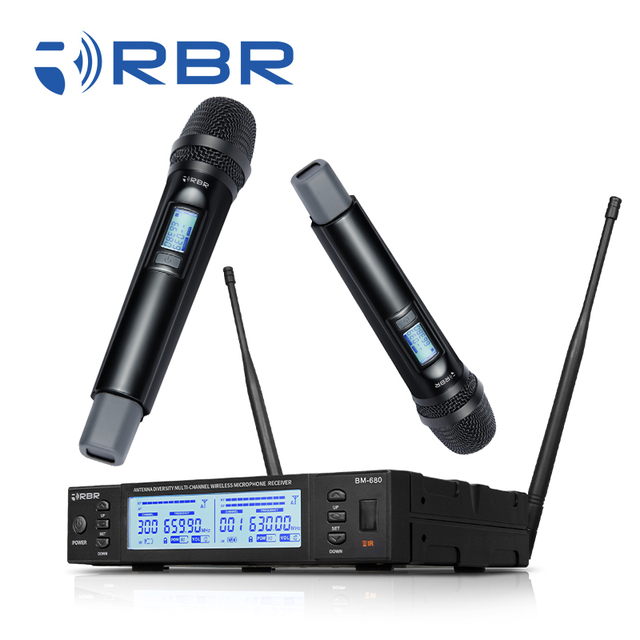 Long Range Bm680 UHF Auto Mute Karaoke Inalambrico Wireless Microphone System