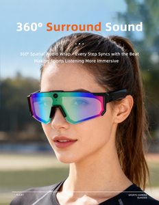 Lunettes intelligentes V06 avec assistant vocal IA, caméra HD 32MP, Bluetooth 5.3, contrôle par application Wi-Fi, étanches IP68, charge magnétique, vidéo 1080P - Product Image 2