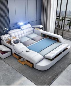 Cama Inteligente de Lujo Tapizada en Cuero, Multifuncional, Tamaño King, Plataforma de Tela Suave, con Almacenamiento y Altavoz de Música IC10488 - Product Image 3