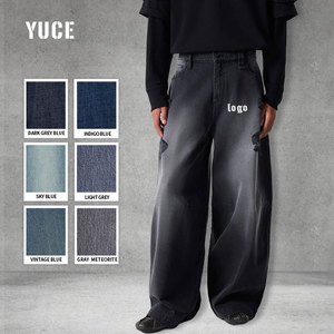 <span class=keywords><strong>Jeans</strong></span> en denim baggy déchirés vintage de haute qualité avec logo personnalisé noir de conception originale pour hommes - Product Image 1