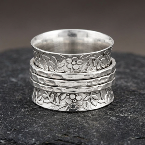 Floral Texture Meditation <b>Spinner</b> 925 Wholesale Gemstone Sterling Silver Handmade <b>Ring</b> Jewelry Wholesale Factory Price - Product Image 3