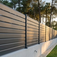 Panneaux de clôture modernes de luxe en alliage d'aluminium à lattes horizontales 1,8 m, noirs thermolaqués, semi-privés, pour jardin résidentiel