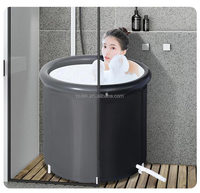 Baignoire gonflable portable écologique en PVC + nylon avec couvercle, logo personnalisé, 90*75CM, pour adultes, 2 pièces