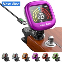 Professional Purple Red Green Black Color Rechargeable Chromatic Clip-On Guitar Tuner with Color LCD Screen