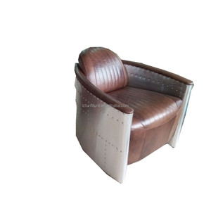 Fauteuil d'aviation industriel personnalisé en aluminium, cuir marron vintage, style Tomcat, pour bar et hôtel - Product Image 2