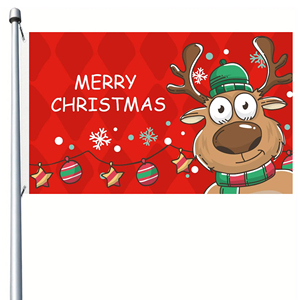 Drapeau <span class=keywords><strong>de</strong></span> Noël personnalisé en polyester 90X150CM en gros pour les célébrations <span class=keywords><strong>de</strong></span> festivals en plein air pour les agences <span class=keywords><strong>de</strong></span> voyages - Product Image 1