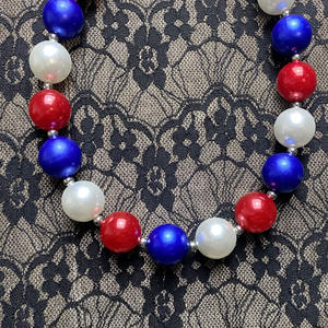 ชุดเครื่องประดับวันที่ 4 กรกฎาคม 2 ชิ้น/ชุด สร้อยคอและกำไลข้อมือลูกปัดบับเบิ้ลกัมสำหรับเด็ก ชุดเครื่องประดับสร้อยคอสีแดงและสีน้ำเงินสำหรับเด็กผู้หญิง - Product Image 6