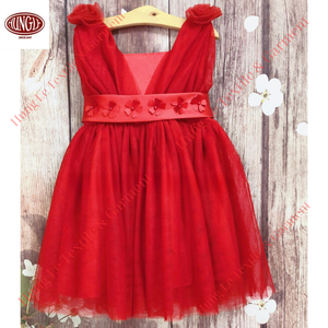 Fleur de décoration sur la ceinture La robe de princesse avec doublure en coton à l'intérieur sans danger pour les enfants - Product Image 1