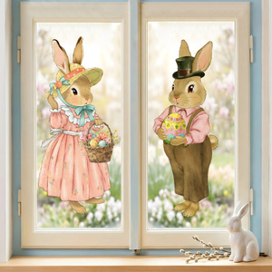 Autocollant <span class=keywords><strong>mural</strong></span> et film de fenêtre C61 Lapin de Pâques, double face, coloré, design moderne et simple, pour fenêtre, mur, réfrigérateur, porte - Product Image 2