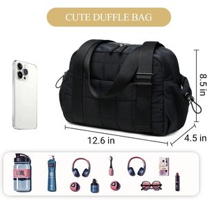 Mini Borsa da Palestra per Donne, Piccola Borsa Sportiva Trapuntata con Tracolla Regolabile, Scomparto Impermeabile, Portamonete, Borsa Casual per Fitness - Product Image 5