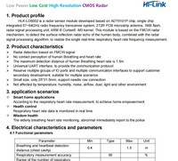 Module radar de détection des caractéristiques humaines en temps réel HLK-LD6002, détection des rythmes respiratoires et cardiaques, 3.3V 2T2R PCB 1MB flash