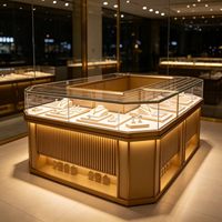 Vitrine de Comptoir pour Bijouterie et Montres, Décoration de Magasin de Bijoux, Vitrine d'Exposition avec Éclairage LED Personnalisable