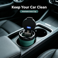 Cendrier de voiture compact JIJU NOUVEAU 2026 7,7*7cm avec lumière LED nocturne – Gardez votre voiture propre – Accessoires pour fumeurs