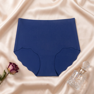 Braguitas de seda helada sin costuras para mujer, de cintura alta, con borde ondulado festoneado, invisibles, suaves y elásticas, tallas grandes, OEM ODM - Product Image 4