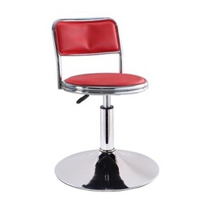 Chaise de bar Chen Guan en cuir rouge pivotante réglable en hauteur avec base chromée pour utilisation au bar - Product Image 1