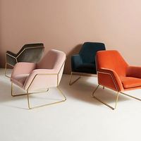 Fauteuil d'appoint en tissu velours pour meubles en gros, cadre en cuivre, canapé de salon