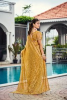 Abhi Fashion Designer Saree Satin Mewah Etnik India/Pakistan untuk Semua Musim, Pakaian Pesta dengan Hiasan Manik-Manik Berat, Mewah