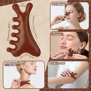 Peigne de massage en bois Gua Sha pour le cuir chevelu, outil de démêlage des cheveux, thérapie de relaxation, soulagement de la tension, soin personnel, réducteur de stress, cadeau - Product Image 5
