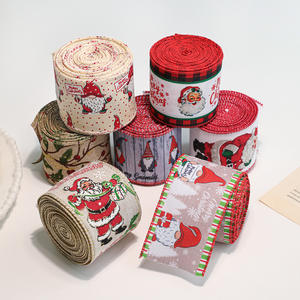 Écologique 6.3cm Ruban De Noël Dessin Animé Père Noël Toile De Jute Ruban <span class=keywords><strong>Arbre</strong></span> De Noël Guirlande Cadeau Boîte Noeud Papillon Décoration - Product Image 2