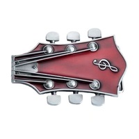 Boucle de ceinture en alliage de zinc pour homme, motif tête de guitare et note de musique émaillée, style western, de remplacement