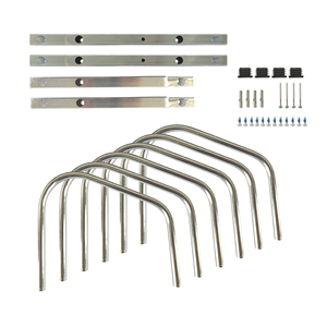 3 cuadros Soporte para bicicleta Acero galvanizado Estante <span class=keywords><strong>de</strong></span> almacenamiento ajustable Bicicleta Estacionamiento en el piso al aire libre - Product Image 2